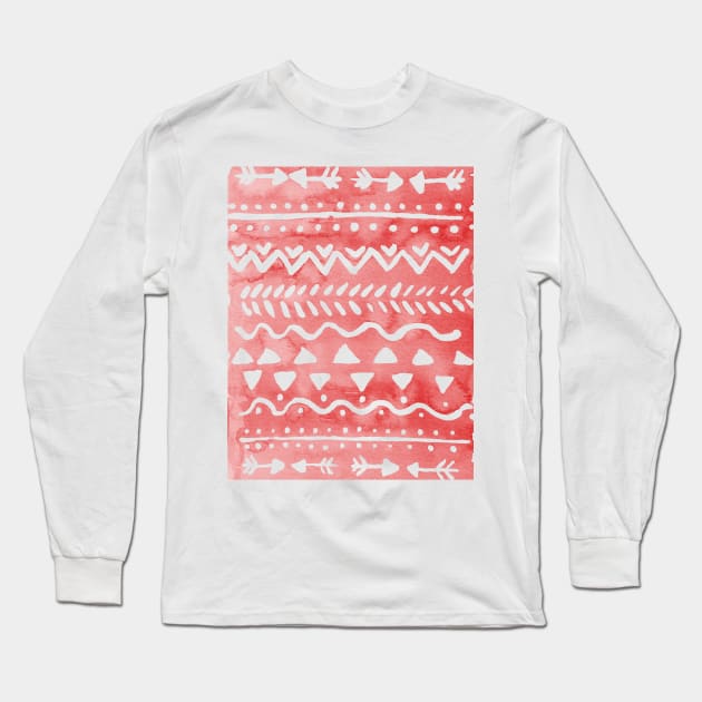 Loose bohemian pattern - red Long Sleeve T-Shirt by wackapacka